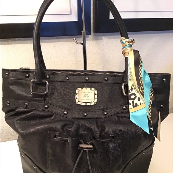 Handbags - Auth Burberry Blue Label Black Leather Hobo Bag XL